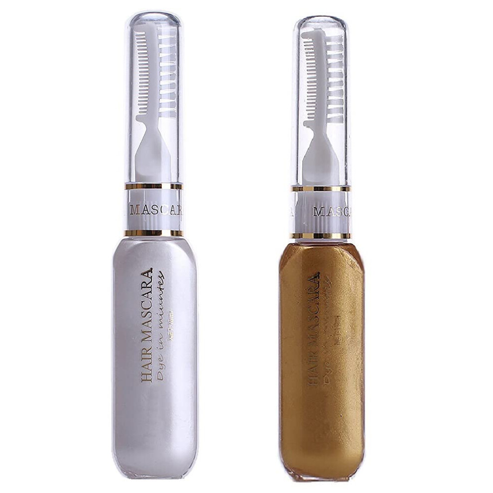 Liasun Gold/White Temporary Hair Mascara Washable Temporary Hair Color Chalk Hair Dye Stick Non-Toxic Instant Dye(+White)