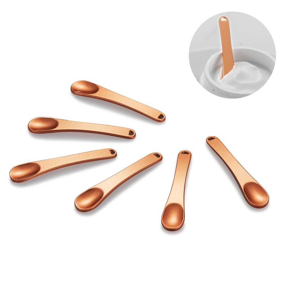 Tekson Cream/Orange 6 Pieces Metal Cosmetic Skincare Spatula Mini Mask Facial Reusable Scoop Makeup Beauty Spoons For Lotions Moisturizers(Orange)