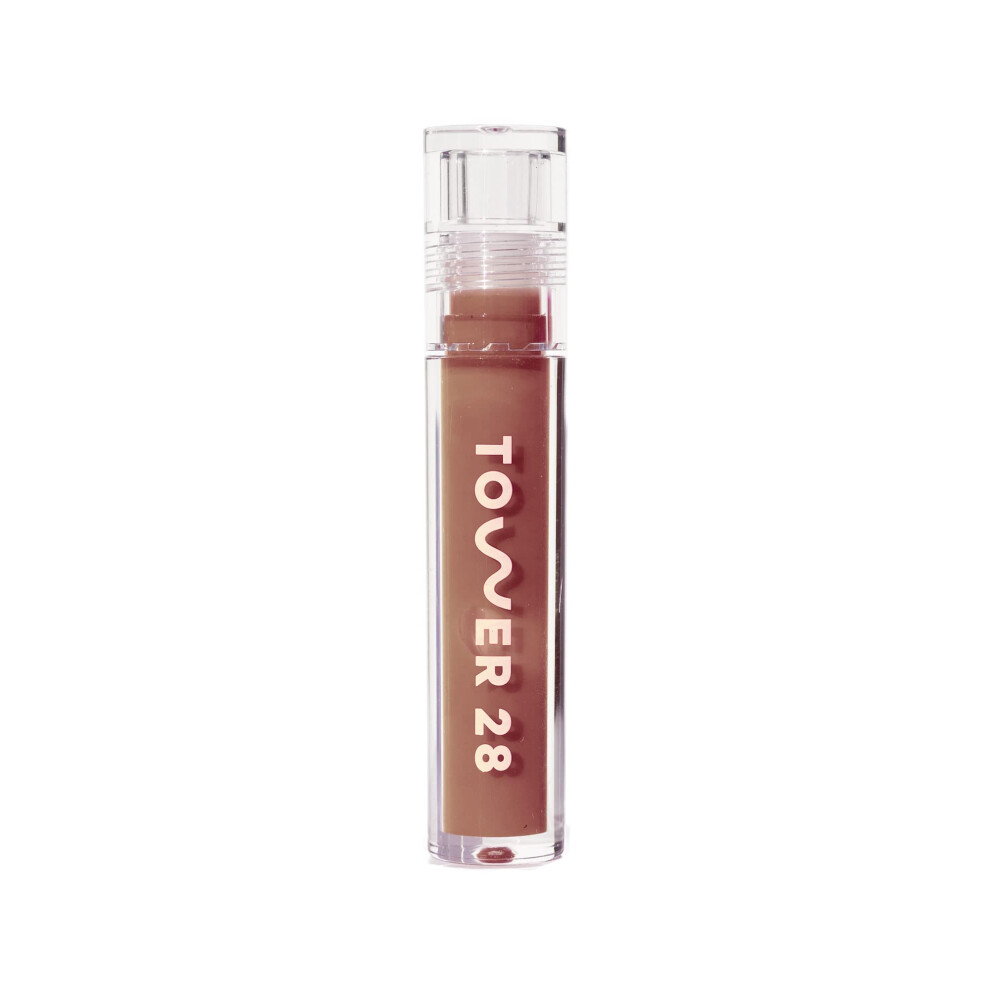 Tower 28 Brown Shineon Milky Lip Jelly Almond Non-Sticky Lip Gloss Milky Chocolate Vegan Lip Gloss Moisturizing Apricot And Raspberry Seed Oil Cr