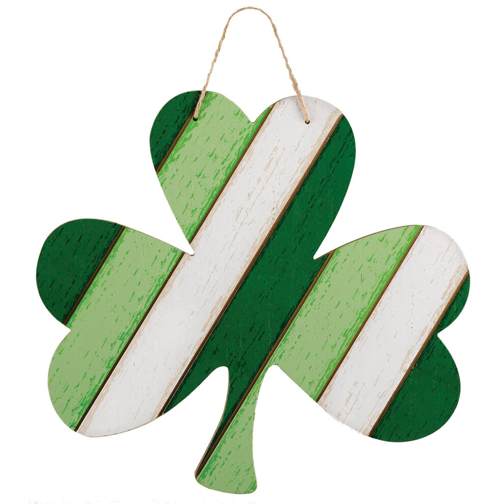 Cartello In Mdf Con Trifoglio Verde Brillante E Gancio In Corda (33 X 35 Cm) - 1 Pezzo - Perfetto Per Decorazioni A Tema Irlandese, Feste E Celeb-image