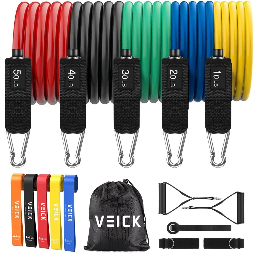 VEICK Resistance Bands for Working Out Exercise Bands Workout Bands Resistance Bands Set with Handles for Men Women Weights for Strength Training