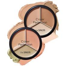 THESAEM Cover Perfection Triple Pot Concealer 01 Correct Beige + 02 Contour Beige  3-kolorowy korektor do sredniego i naturalnego odcienia  Korekto
