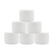 Xingzi 6pcs 8 oz 250 ml 250g Pottes de cosmetique en plastique blanc avec doublures interieures et couvercles de maquillage rechargeables Ecouteu