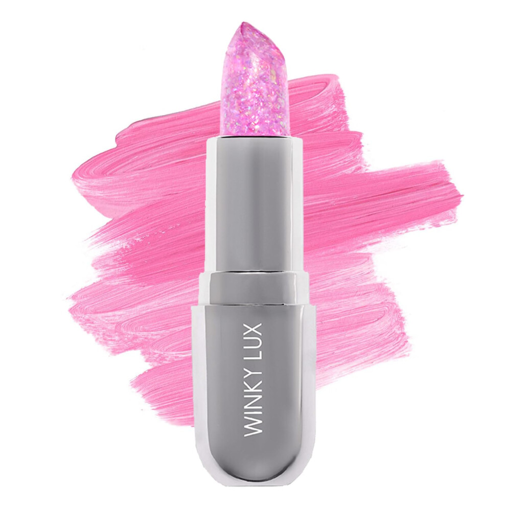 Winky Lux Pink,Purple Glitter Confetti Balm Ph Color Changing Lipstick Vegan & Cruelty Free Lip Balm Hydrate & Plump Sheer Pink Lipstick With Lavender Confett