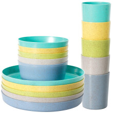 Conjunto de loua infantil de plstico de bambu Youngever (15 peas de tigelas, pratos e copos)