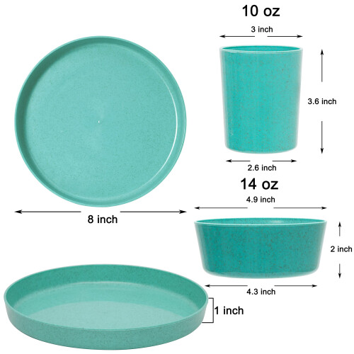 Youngever Bamboo Plastic Kids Coderware Set (15st Bowls Plates Cups) 1