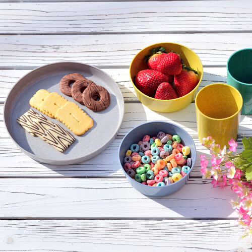 Youngever Bamboo Plastic Kids Coderware Set (15st Bowls Plates Cups) 2