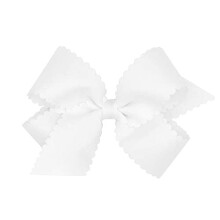Wee One One Girls 'Grosgrain Hair Bow con bordes festoneados y centro de envoltura lisa en un cabello Weestay White Medium White