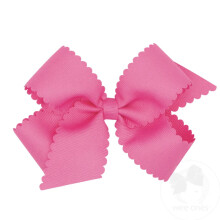 Wee One One Girls 'Grosgrain Hair Bow con bordes festoneados y centro de envoltura lisa en un cabello Weestay Medium Pink Hot Pink