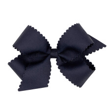 Wee One One Girls 'Grosgrain Hair Bow con bordes festoneados y centro de envoltura lisa en una corneta de cabello weestay marino medio marino