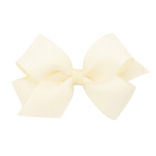 Lazos para el cabello de grogr   n para ni   as Wee Ones con superposici   n de organza en un clip WeeStay, color blanco roto mediano