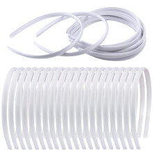 Zifengcer 20 PCS Cerchietti in Raso Bianco per Ragazze Donne Natale Fai da Te Cerchietti Sottile in Plastica (Bianco)