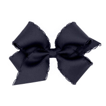 Wee One One Girls 'Grosgrain Moonstitch Edge Edge Bow en un cabello Weestay Central marina Medium Navy
