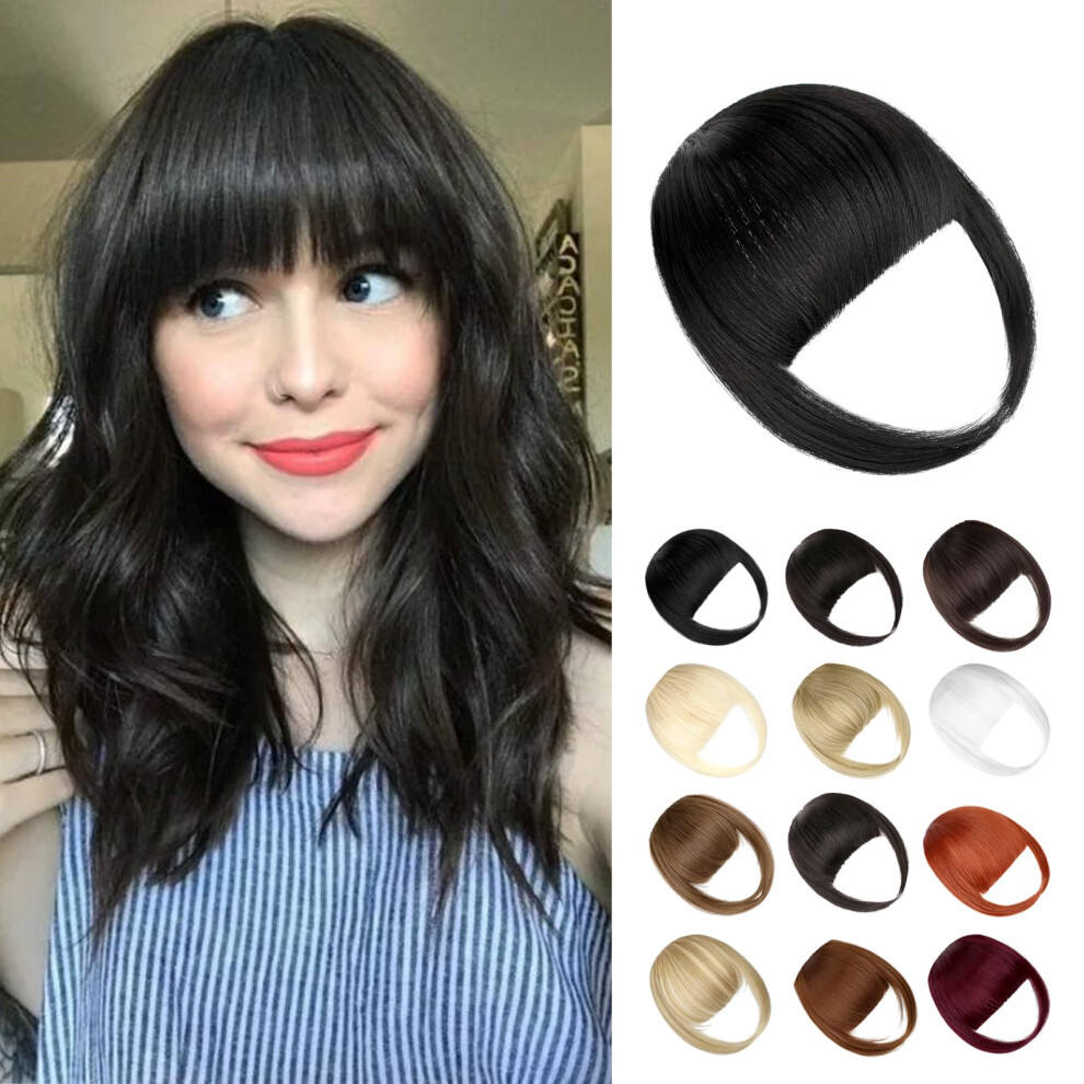 Wodelanle Unisex Black Bangs Hair Clip In Bangs Fake Bangs Natrual Clip On Bangs Faux Bangs Easy Clip In Hair Extenisons French Bangs Fringe With Temples Ha