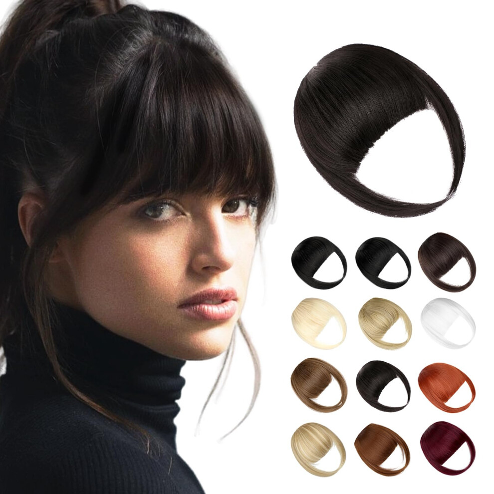 Wodelanle Unisex Brown Bangs Hair Clip In Bangs Fake Bangs Natrual Clip On Bangs Dark Faux Bangs Easy Clip In Hair Extenisons French Bangs Fringe With Templ