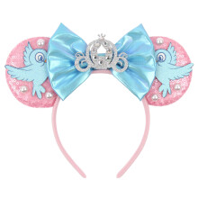 zhezesmila Mouse Ears Headband, Lark-Bird Ears with Sparkly Bow Princess Headwear Head Bands Hairs Accessories for Girls Women Adult Kids Birthday Par