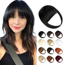 Wodelanle Bangs Hair Clip in Bangs Fake Bangs Natrual Clip on Bangs Dark Black Faux Bangs Easy Clip in Hair Extenisons French Bangs Fringe with Temp