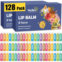 YesBes 128 Pack Lip Balm Natural Lip Balm Bulk with Vitamin E and Coconut Oil Moisturizing Lip Balm for Dry Cracked Lips Lip Balm for Stocking Stu