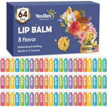 YesBes 64 Pack Lip Balm Natural Lip Balm Bulk with Vitamin E and Coconut Oil Moisturizing Lip Balm for Dry Cracked Lips Lip Balm for Stocking Stuf