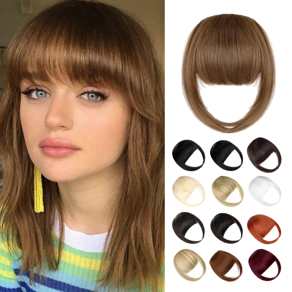 Wodelanle Unisex Brown Bangs Hair Clip In Bangs Fake Bangs Natrual Clip On Bangs Faux Bangs Easy Clip In Hair Extenisons French Bangs Fringe With Temples Ha