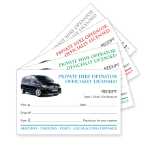 100 Blank Taxi Minicab Private Hire Receipts Free UK Delivery