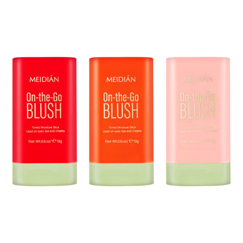 3Pcs Lipstick Blusher Stick,Red Orange Pink 1
