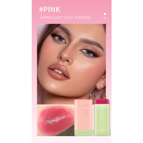 3 in 1 Blushers，Blush Stick for Cheeks Lips Eyes, Face Blush,Pink 1