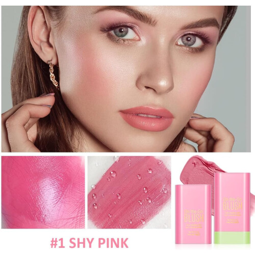 3 in 1 Blushers，Blush Stick for Cheeks Lips Eyes, Face Blush,Pink 2