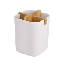 Suporte para escovas de dentes de bambu | Escova de dentes ecológica e natural, resistente, foi recebida - branca