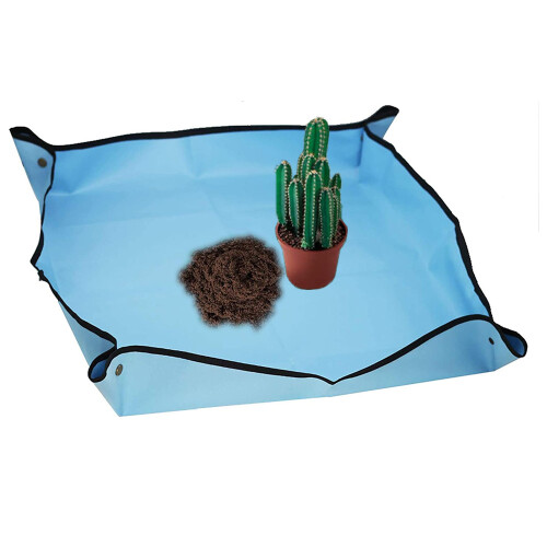 Almofada para colocação de plantas 29,5 x 29,5 polegadas, à prova d'água, Oxford e PVC,almofada de jardim dobrável - Azul