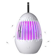 Nabíjateľný elektrický zabijak komárov do interiéru so svetlom a závesnou slučkou, USB lampa na zabíjanie, prenosná LED - biela