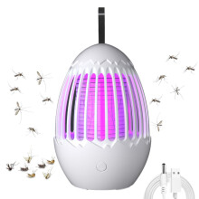 Prenosná USB elektronická nabíjateľná lampa na komáre a muchy/zabijak hmyzu na letný výlet, vonkajšia - biela