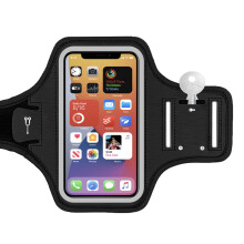Bežecké vrecko na ruku, outdoorové pánske a dámske fitness vrecko na mobilný telefón, vodotesný popruh na ruku (čierne) - 6,5 palca