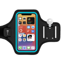 Bežecké vrecko na ruku, outdoorové pánske a dámske fitness vrecko na mobilný telefón, vodotesný popruh na ruku (modré) - 6,1 palca