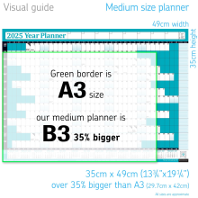 2026 Wall Planner Calendar Aqua + 200 Sticker Dots Free UK Post