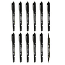12er-Pack Markierstifte – Filzstifte, Zeichenstifte, Doppelpinselstifte, Künstlerbedarf, schnelltrocknender Kantenmarker, Schwarz