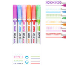 Curve Textmarker-Set, 6-teilig,Flownwing Flair-Stifte mit 6 verschiedenen feinen Spitzen in Kurvenform,Planer, Kunstdesign,Notizen,doppelköpfig