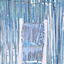 Folien-Fransenvorhänge, 4er-Pack, 90 x 90 cm, glitzernde metallische Vorhänge, Party-Dekorationen, Fotoautomaten-Dekorationen, Wathet