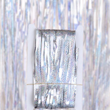 Fransenvorhänge – 2 Packungen 3,28 Fuß x 6,56 Fuß Glitzervorhänge Partydekorationen Fotoautomaten-Dekorationen Party-Silber