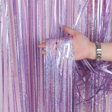 Fransenvorhänge – 2 Packungen 3,28 Fuß x 6,56 Fuß Glitzervorhänge Partydekorationen Fotoautomaten-Dekorationen Party-Blau