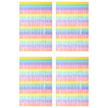 4er-Pack Regenbogen-Fransenvorhang-Hintergrund, Hochzeit, Geburtstag, Weihnachten, Halloween-Party-Dekoration - Farbverlauf-Licht - 2 m