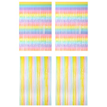 4er-Pack Regenbogen-Fransenvorhang-Hintergrund, Hochzeit, Geburtstag, Weihnachten, Halloween-Party-Dekoration - Gemischte Mittel - 2M