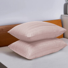 (Pillowcases Pair, Peach) 4PC Stripe Duvet Quilt Cover Luxury Hotel Quality Bedding Set