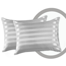 (Pillowcases Pair, Silver) 4PC Stripe Duvet Quilt Cover Luxury Hotel Quality Bedding Set