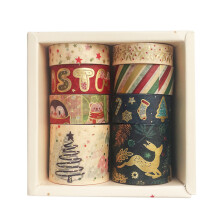 8 Rollen Goldfolien-Klebeband-Set, Winter-Dekobänder für Scrapbooking, DIY-Basteln, Party, Geschenkverpackung, Urlaubsbänder-