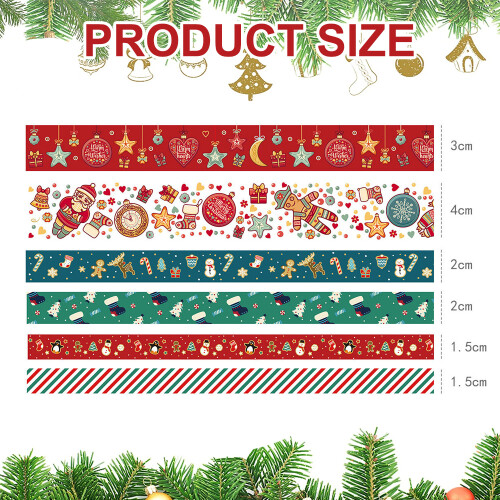Weihnachtsklebeband-Set, Weihnachtsklebeband, für Bullet Journal, Scrapbook, Geschenkverpackung, Diy Basteln- 2
