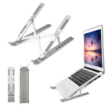 Laptopständer, verstellbar, Aluminium, zusammenklappbar, tragbar, silberfarben