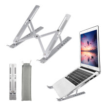 Laptopständer, verstellbar, Aluminium, zusammenklappbar, tragbar, silberfarben