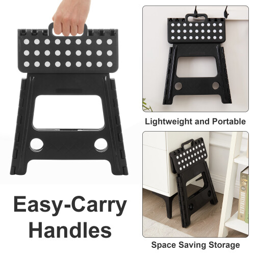 Lightweight Folding Step Stool, Plastic Foldable Step Stools Stepping Stool With Handle For Kids And Adults