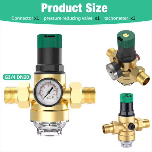 Waterdrukregelaar 1/2 inch, met meter en gaasfilter 2